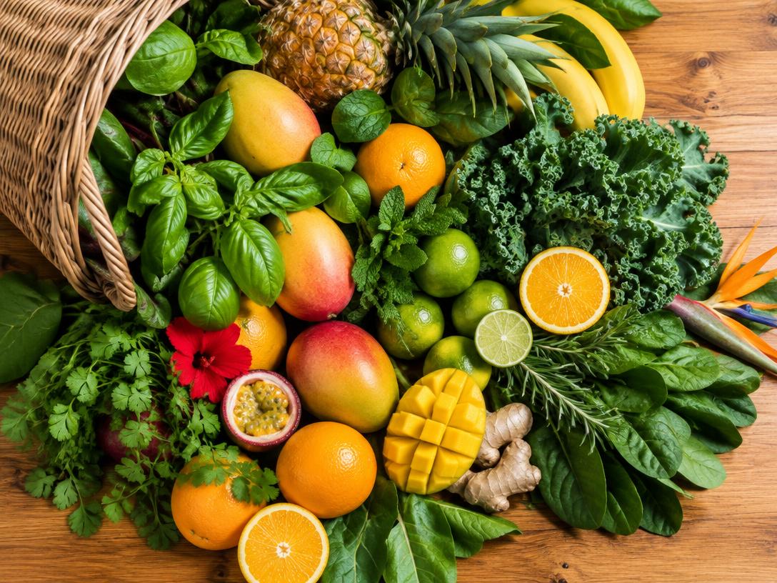 Frutas, verduras e temperos frescos